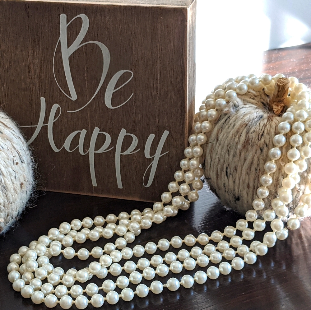 Faux Pearl necklace, 44 inch